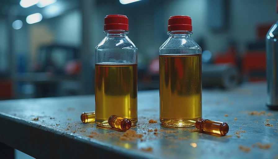 Visual context for synthetic vs mineral hydraulic oil